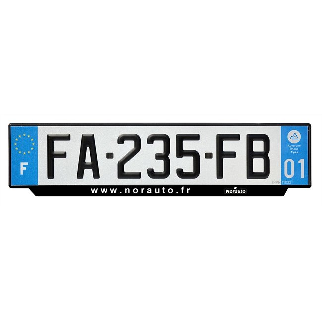 Plaque d'immatriculation alu avec signature NORAUTO département 01 Norauto.fr