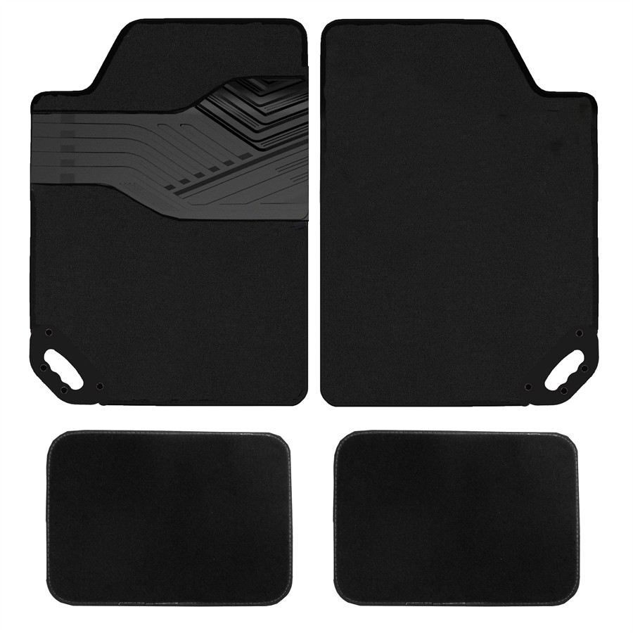 HVD Jeu Complet De Tapis Voiture Universels Noirs Moquette  Easy Shake