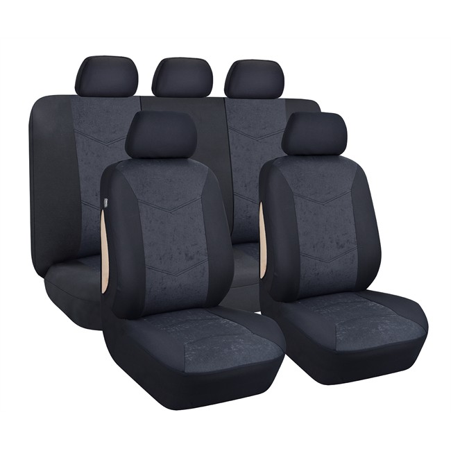 Jeu Complet De Housses Universelles Voiture Fleece Noires Et Grises