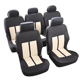 Jeu complet de housses universelles voiture sp&eacute;cial monospace NORAUTO New York &eacute;crues et noires
