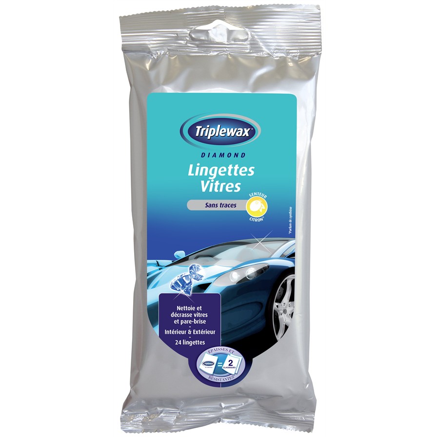 24 Lingettes Nettoyantes Vitres Triplewax Diamond