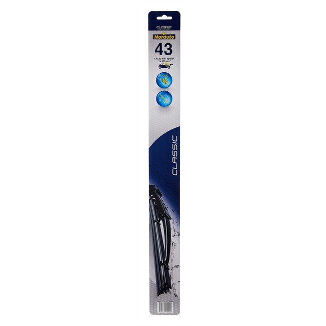2 Balais D'essuie-glace Classic Norauto 43 530/475 Mm Avec Spoiler