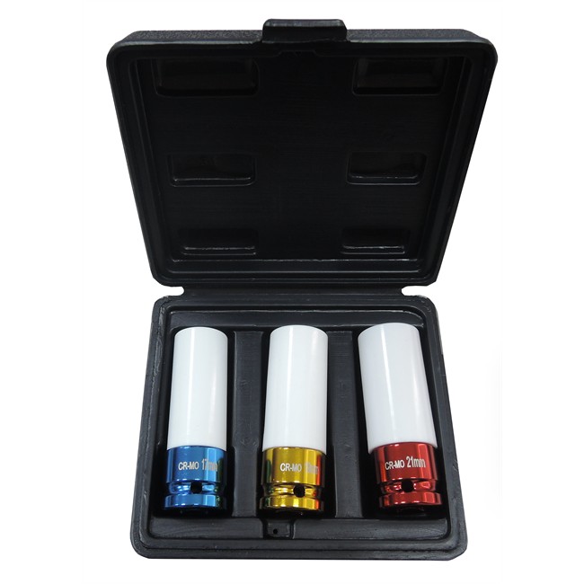 3 Douilles Longues 6 Pans 17-21 Mm Carré 1/2