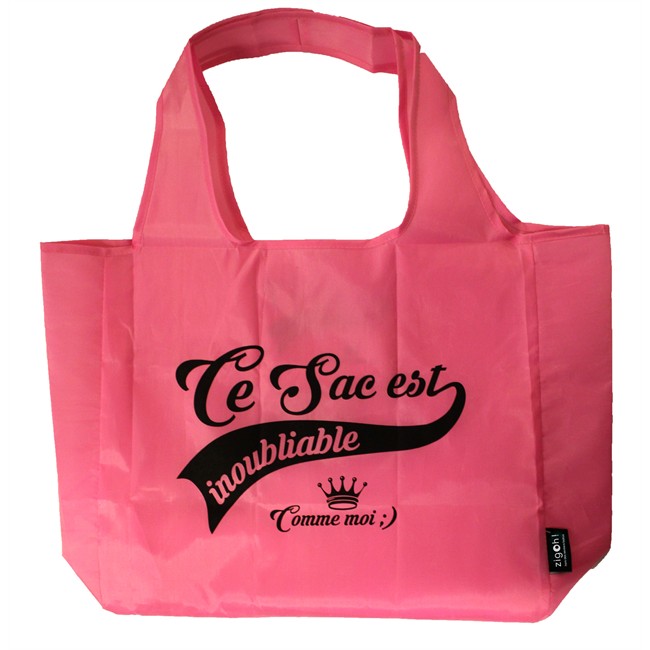 Sac de course pliable Inoubliable ZIGOH rose Norauto.fr