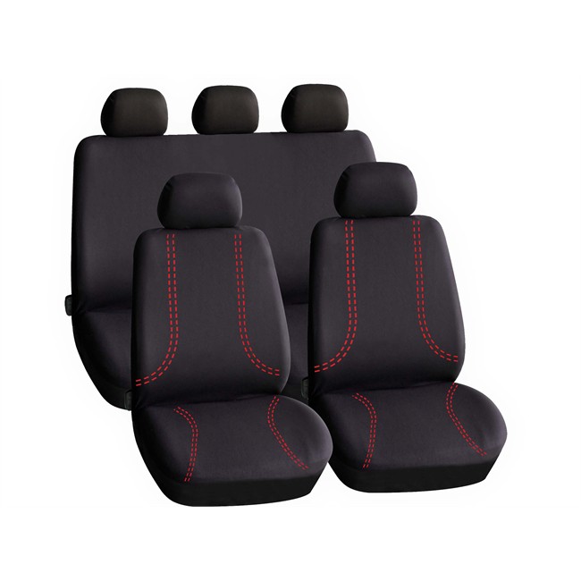 Jeu Complet De Housses Universelles Voiture Hvd Pilou Noires Et Rouges