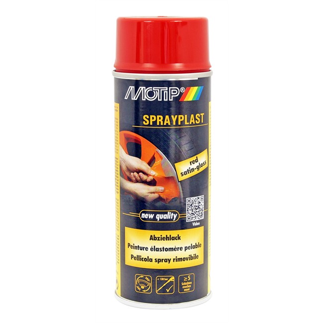Bombe De Peinture Pelable Rouge Pour Jantes Motip Sprayplast 433504 400 Ml