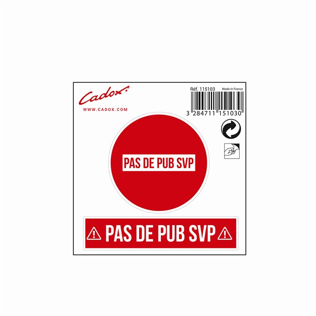 2 Stickers Autocollants Cadox Stop Pub