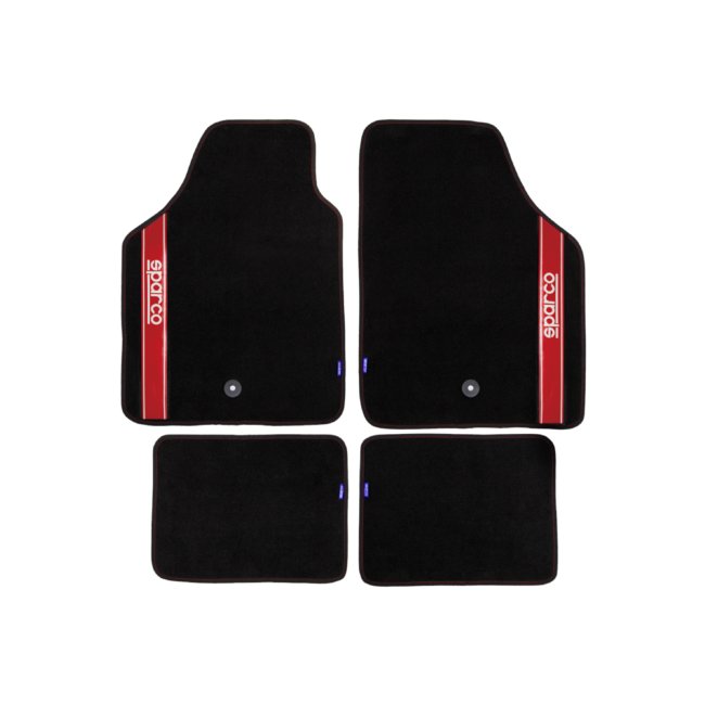 Jeu Complet De Tapis Universel Moquette Sparco Noir Et Rouge