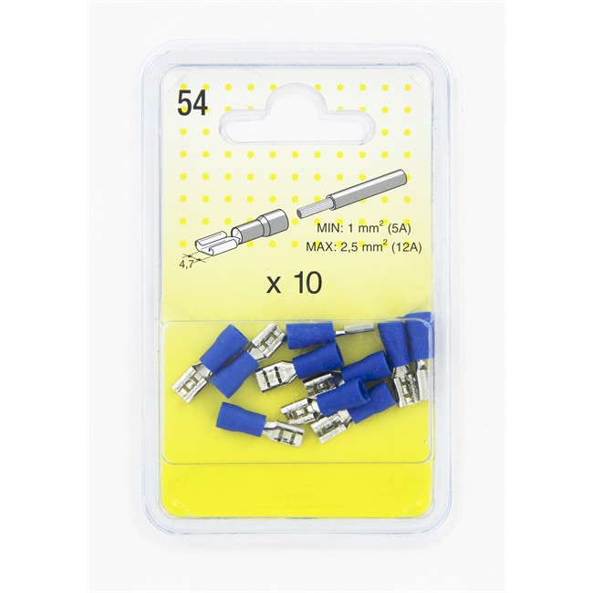 10 Cosses Plates Bleues 4,7 Mm Femelle