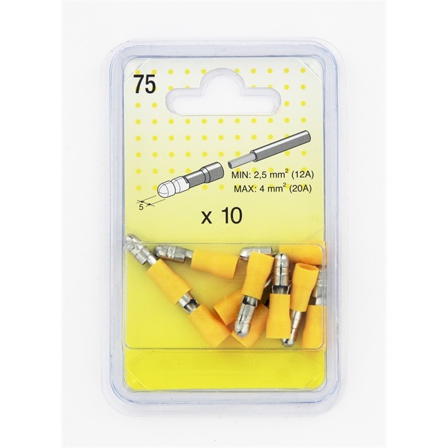 10 Cosses Cylindriques Jaunes 5 Mm Mâle