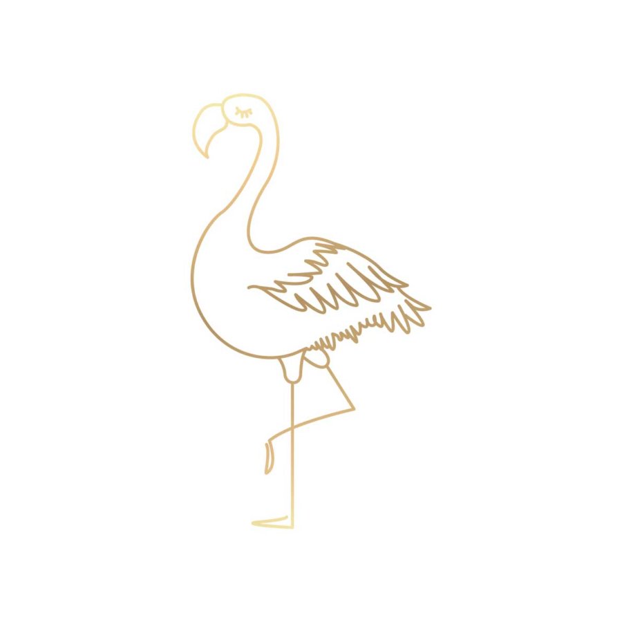 1 Sticker Autocollant Cadox Flamant Rose Doré