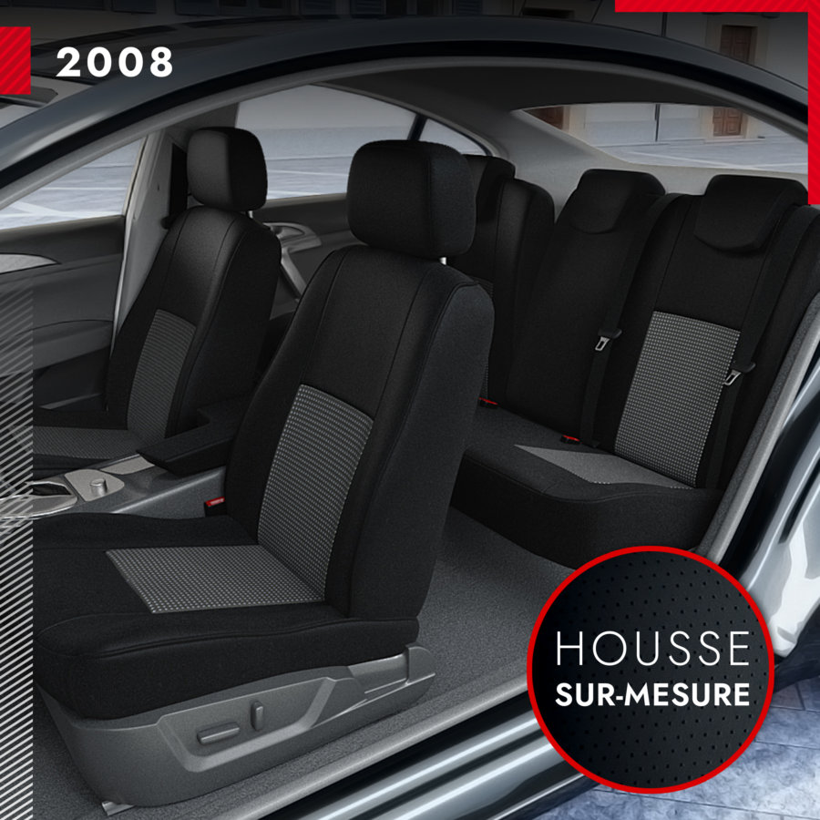 Housses De Siège Auto 9 Pièces Pour Peugeot 2008 (2020-2023) - Cuir Respirant - Protection Complète
