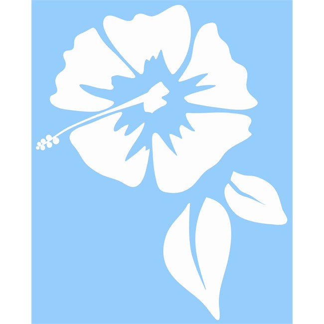 1 Sticker Autocollant Transférable Cadox Hibiscus Blanc