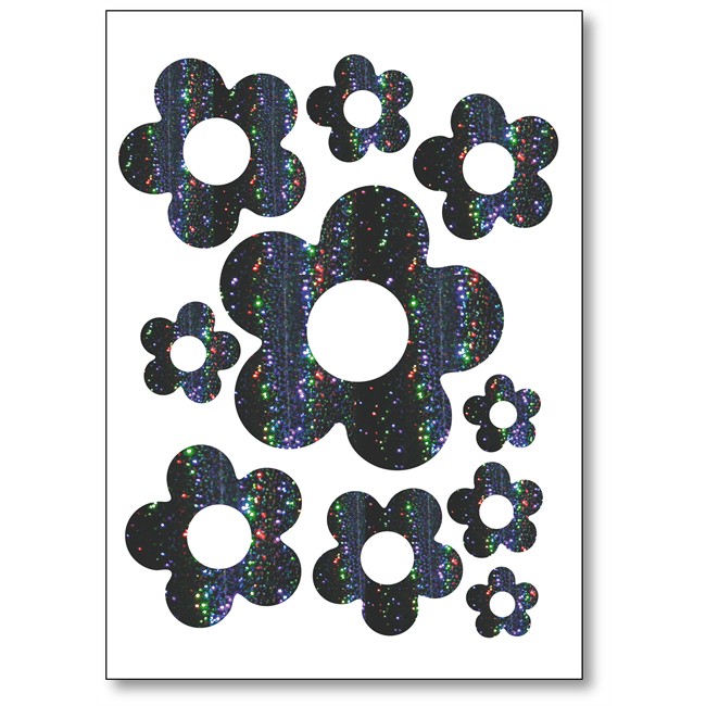 10 Stickers Autocollants Transférables Cadox Fleurs Noires
