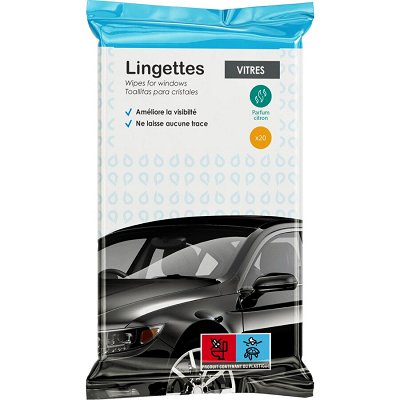 Lingettes nettoyantes vitres parfum citron X20