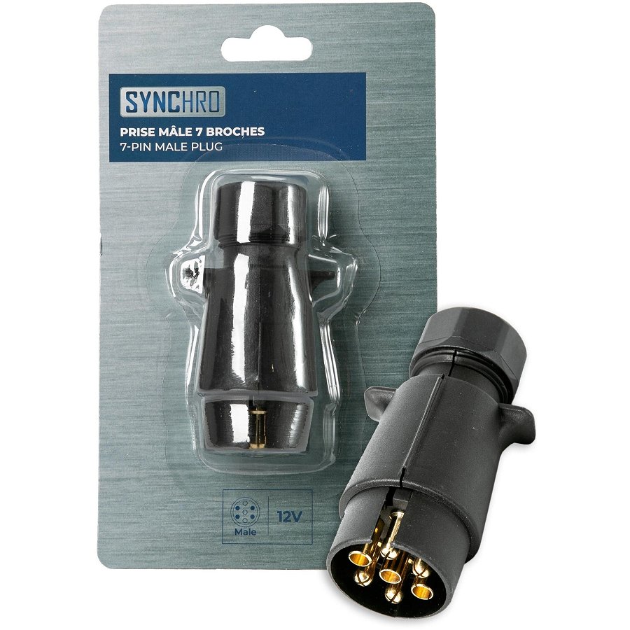 Prise Mâle Plastique 7 Plots 12v Synchro Diffusion