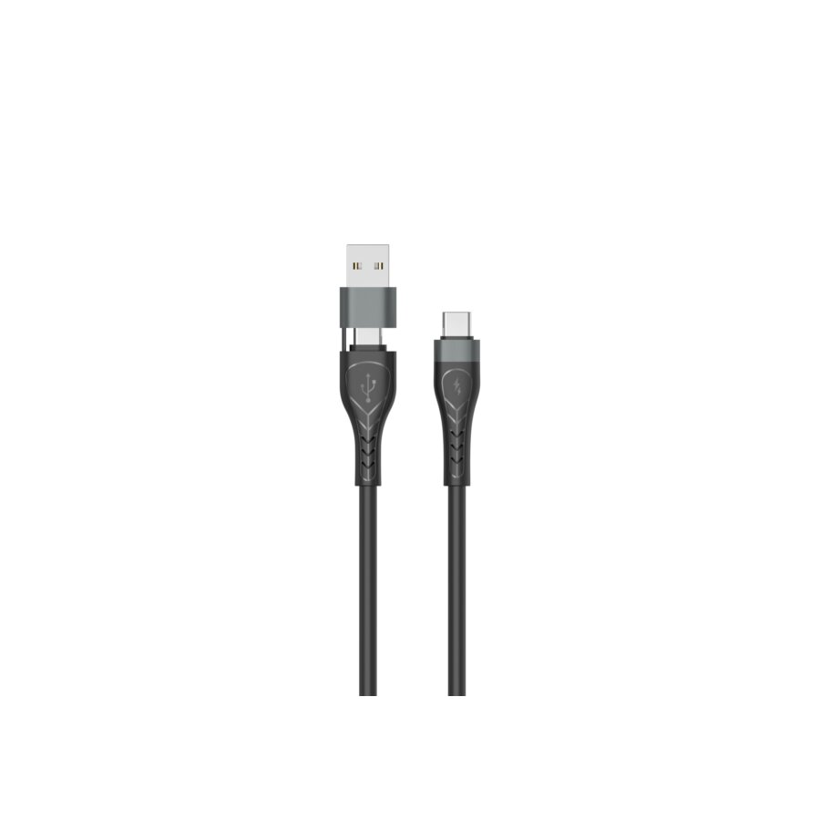 Câble 2 En 1 Usb-a Vers Usb-c / Usb-c, 1 M, Noir, Sd