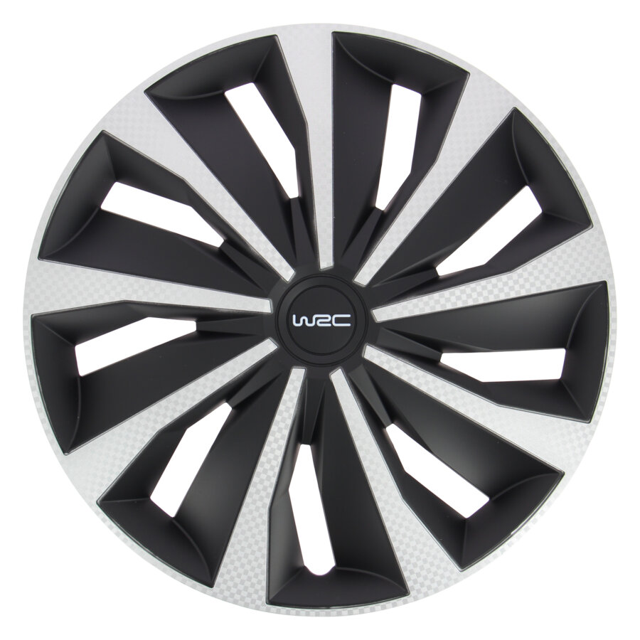 4 Enjoliveurs Wrc 14 Pouces Carbon Style Noir/argent