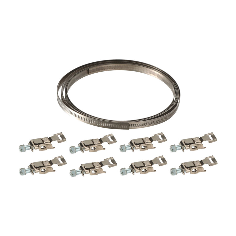 Collier bande non perforée W1, acier zingué blanc, serrage 23-35mm