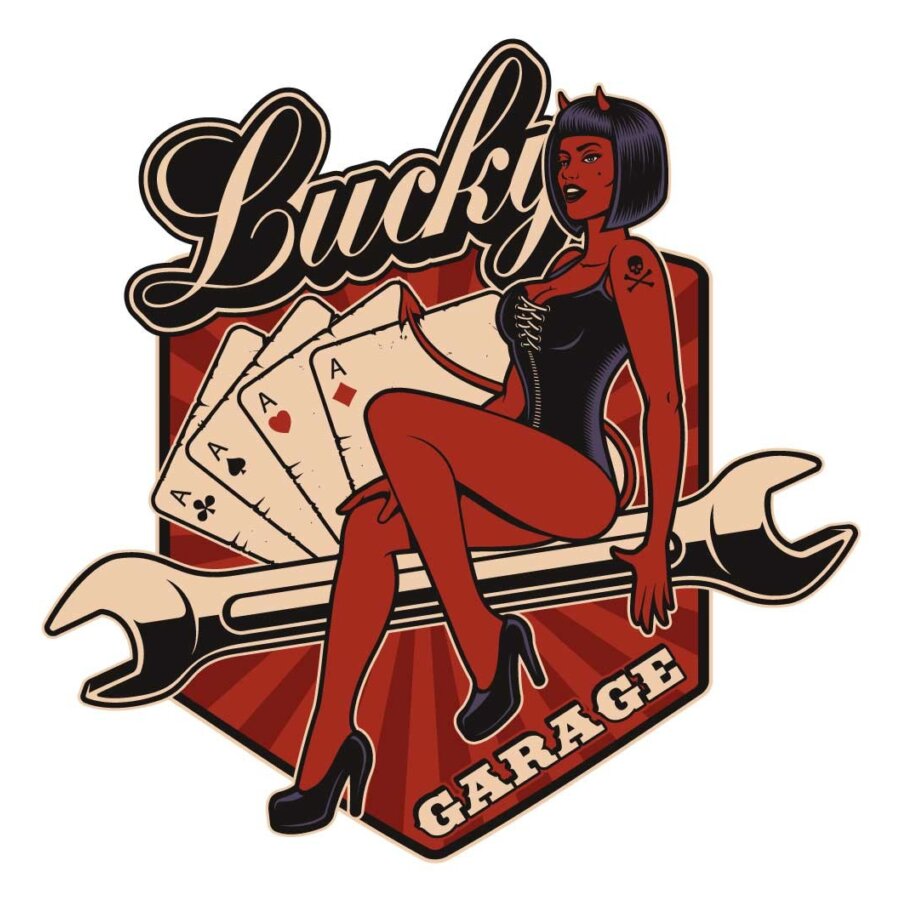 Decor Resine 3d Pin Up Cle Carte Lucky