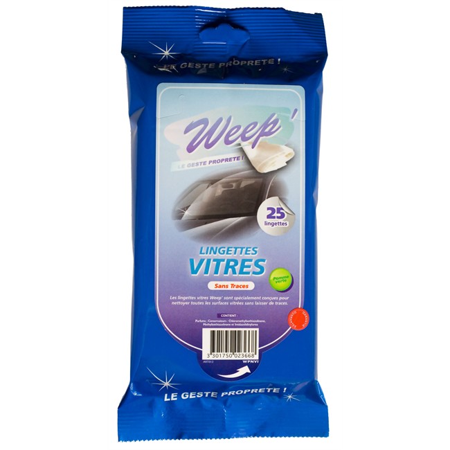 25 Lingettes Nettoyantes Vitres Weep