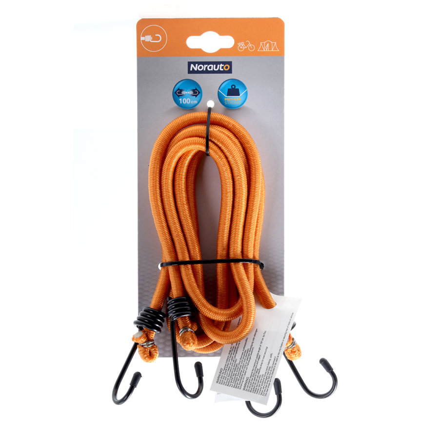 2 Sandows À Crochets Métalliques Medium-strong Norauto 100 Cm