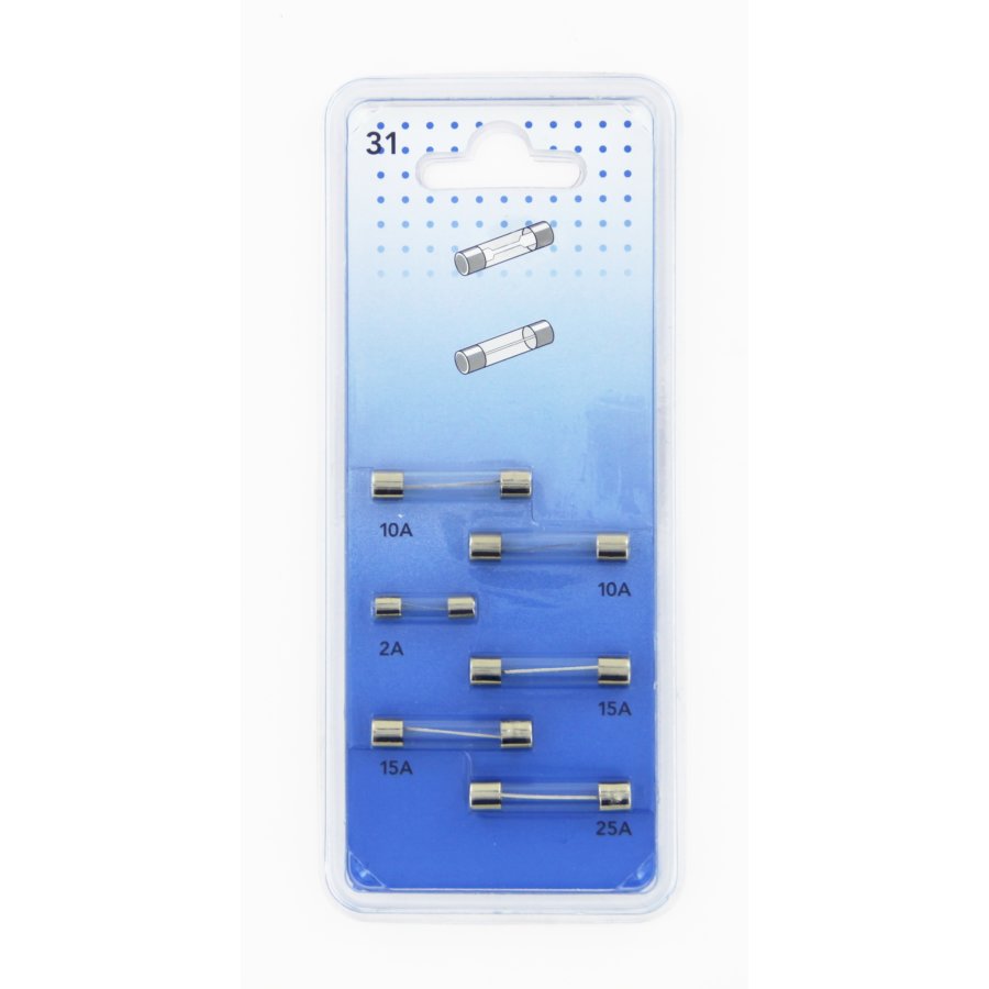 6 Fusibles En Verre 2-25 A (2 De 15 A)