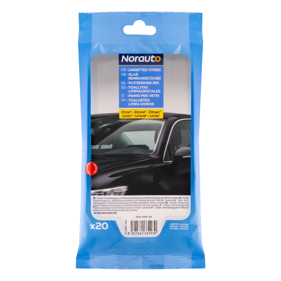 20 Lingettes Nettoyantes Vitres Norauto
