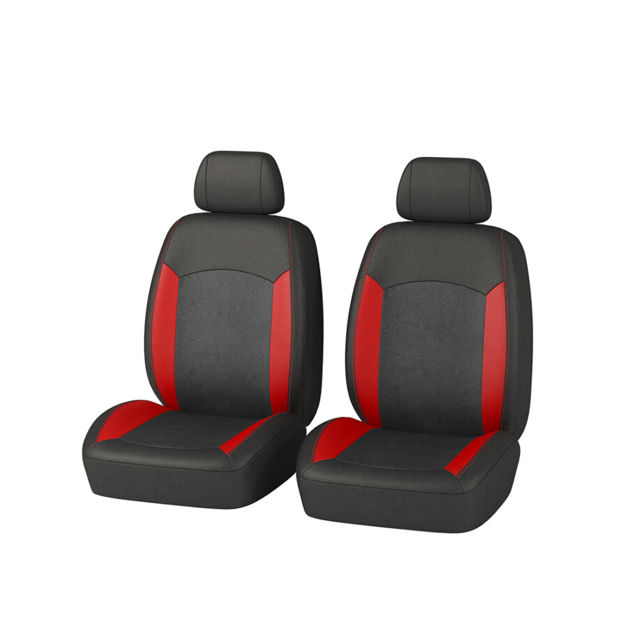 Jeu De 2 Housses Universelles Sièges Avant Voiture Norauto Deimos Noir Et Rouge Avec