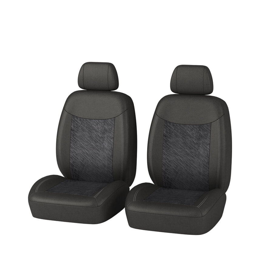 Jeu De 2 Housses Universelles Sièges Avant Voiture Norauto Titan Noir Et Gris Avec