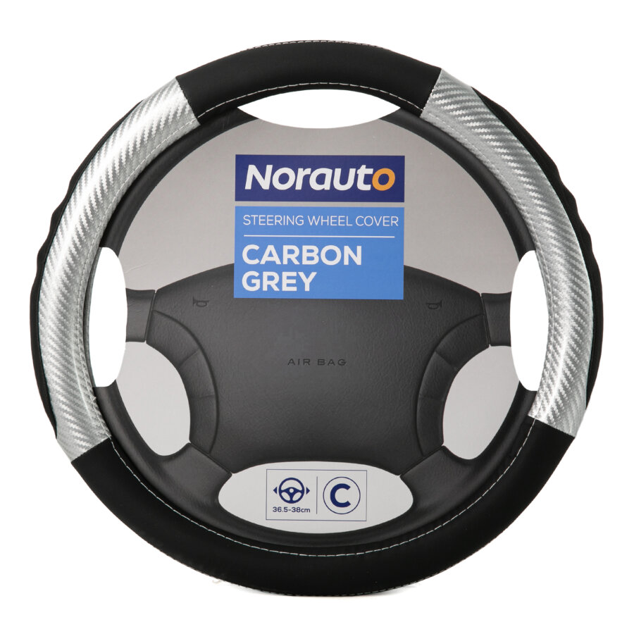 Couvre Volant Norauto Carbone Noir Et Gris