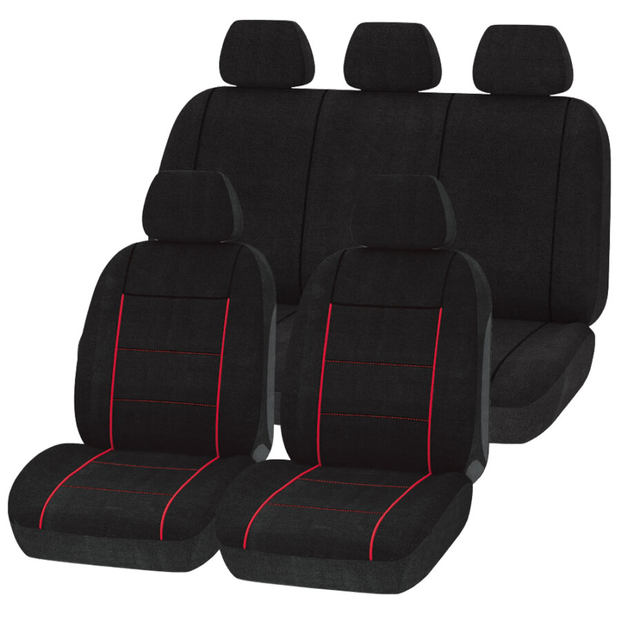Jeu Complet De Housses Universelles Voiture 1er Prix Noir Et Rouge