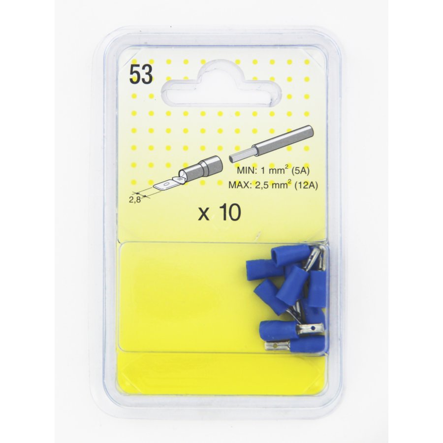 10 Cosses Plates Bleues 2,8 Mm Mâle
