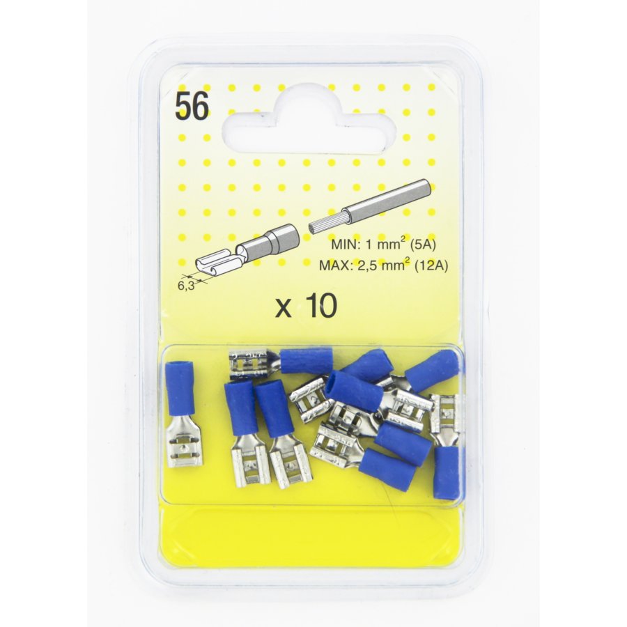 10 Cosses Plates Bleues 6,3 Mm Femelle