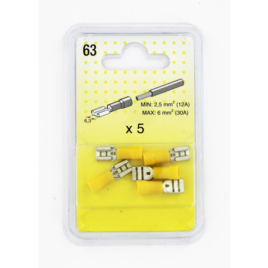 5 Cosses Plates Jaunes 6,3 Mm Femelle
