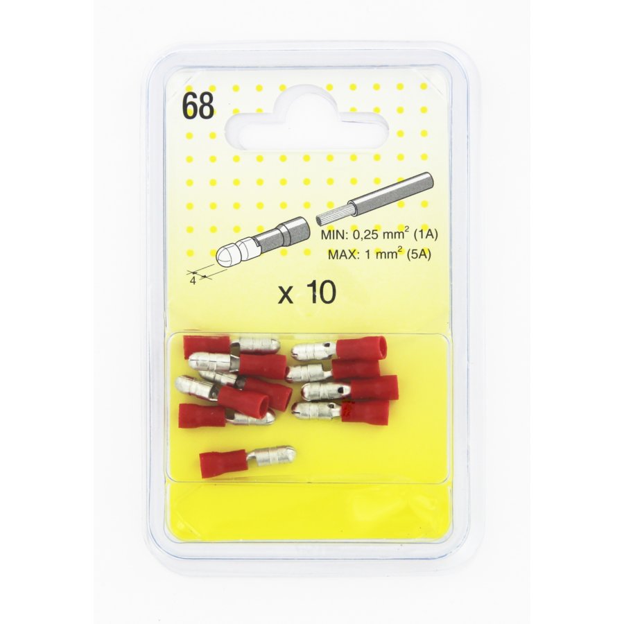 10 Cosses Cylindriques Rouges 4 Mm Mâle