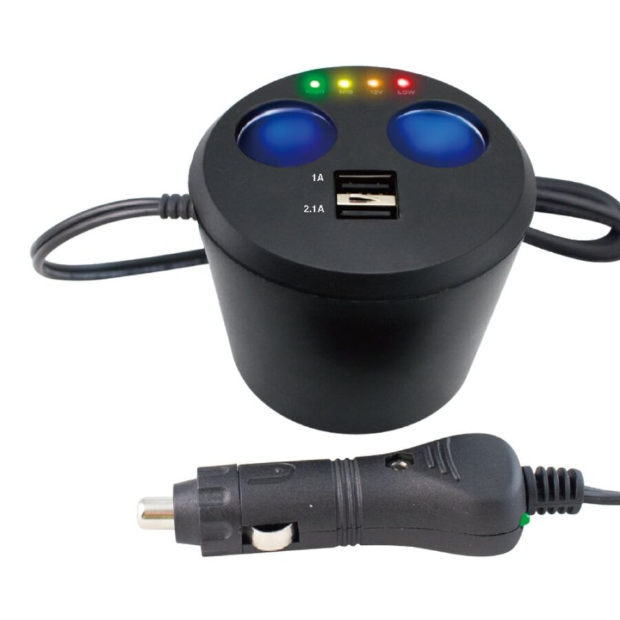 BRRNOO Prise Allume-cigare Double étanche 12V/24V - Pour Voiture, Bateau, Moto - Avec Câbles Pour GPS, Téléphone, Appareils