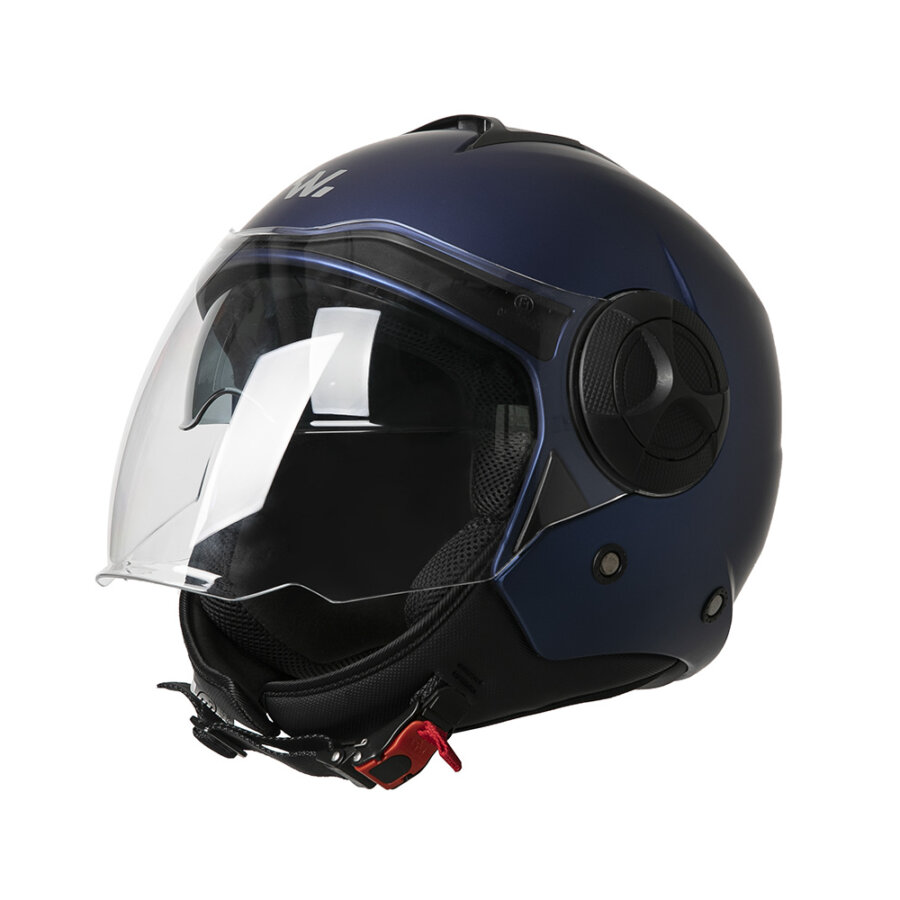 Casque Jet Pour Scooter, Moto, Quad - Homologué ECE 22-06 - Taille M (57-58 Cm) - Visière Anti-rayures, Aérations Réglables - Bleu