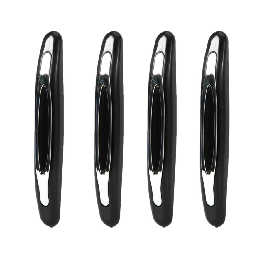 4 Protections De Portières Norauto Autocollantes 11 Cm Noir&chrome