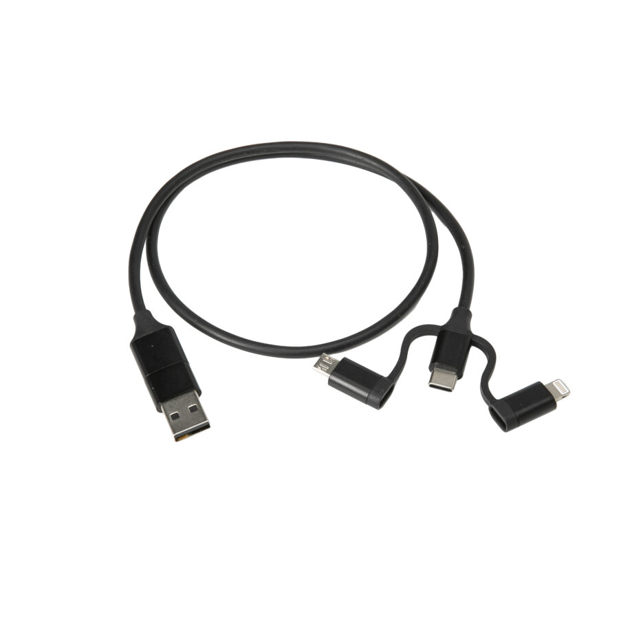 Câble Noir 6 En 1 Usb A/usb Vers Micro Usb/usb C/lighnting 50 Cm