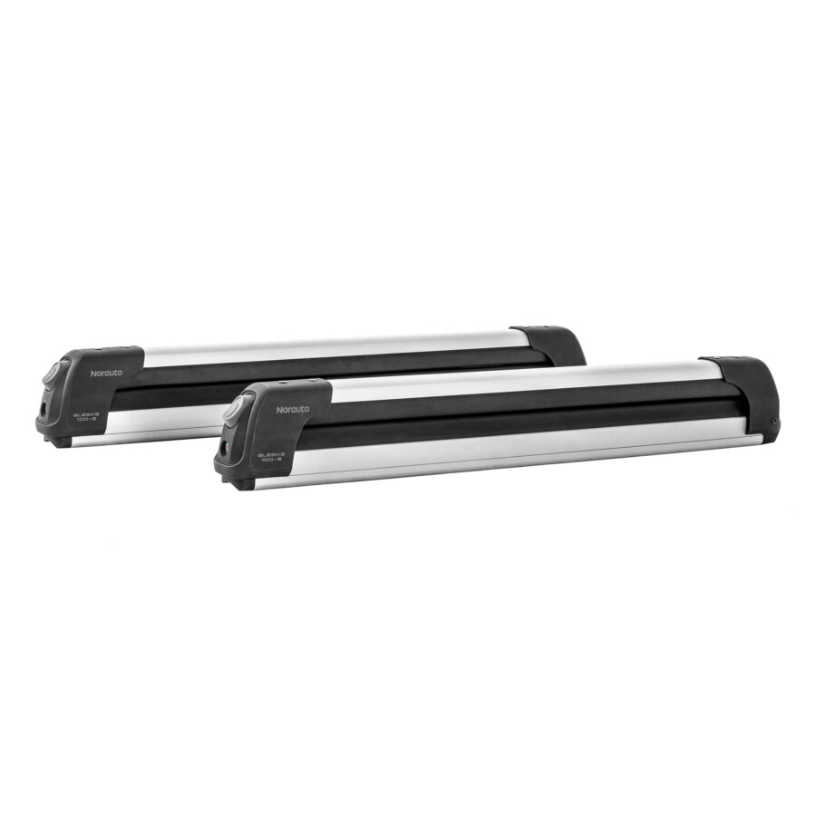 Porte-skis Et Snowboards Menabo Pour Barres De Toit - Capacité 4 Skis Ou 2 Surfs - Aluminium Argenté Neuf