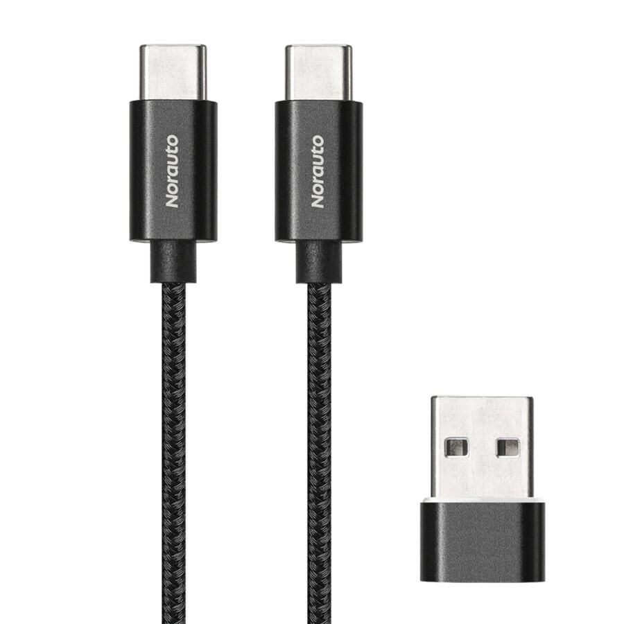 Câble 2 En 1 Norauto Usb-a/c Type C 120 Cm Noir Nylon