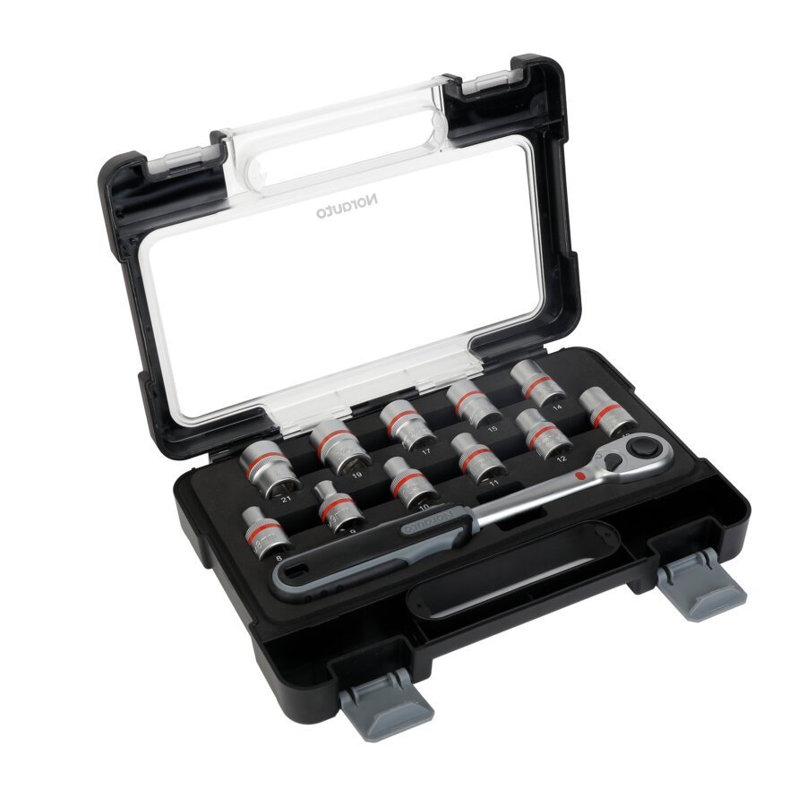 Coffret Cliquet Carré 1/2" + 11 Douilles 6 Pans 8-21mm Norauto