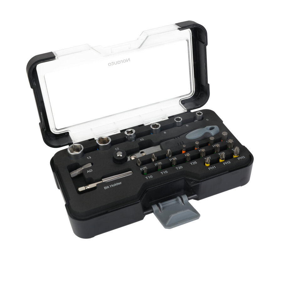 Coffret Clé À Cliquet Carré 1/4" + Douilles 6 Pans 5-13mm Et Embouts Norauto 26