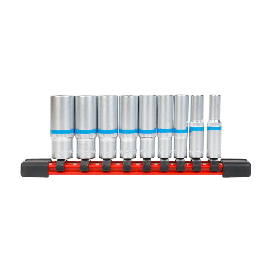 9 Douilles Longues 6 Pans 6-14 Mm Carré 1/4'' Norauto