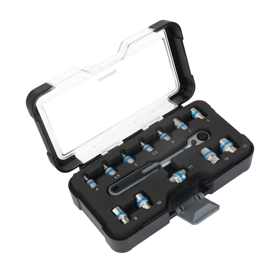 Coffret Avec Cliquet Carré 1/4'' + 12 Douilles Hexagonales 4-13 Mm Norauto