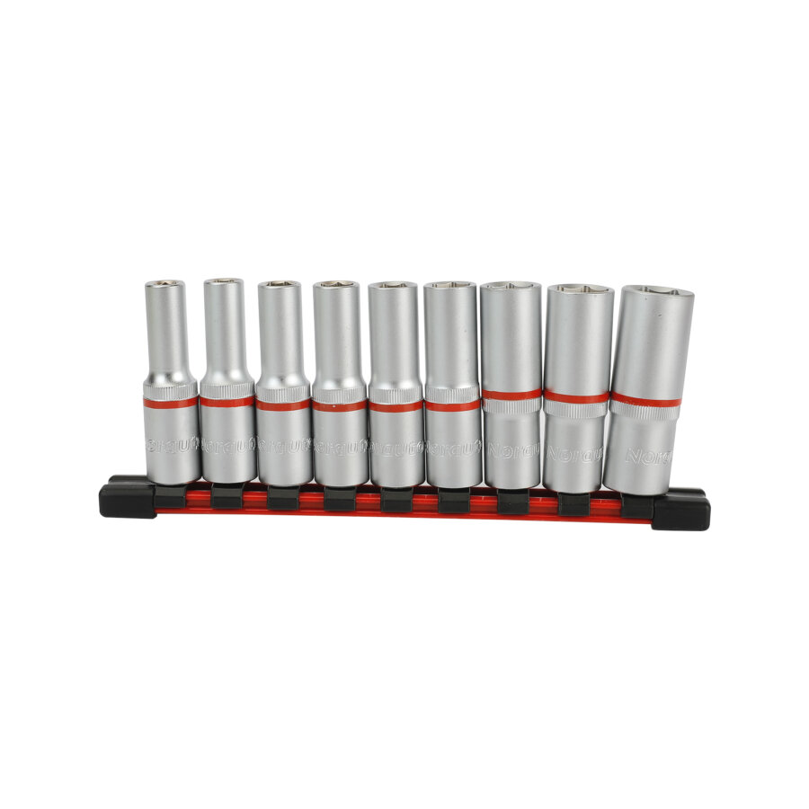 9 Douilles Longues 6 Pans 8-21mm Carré 1/2" Norauto