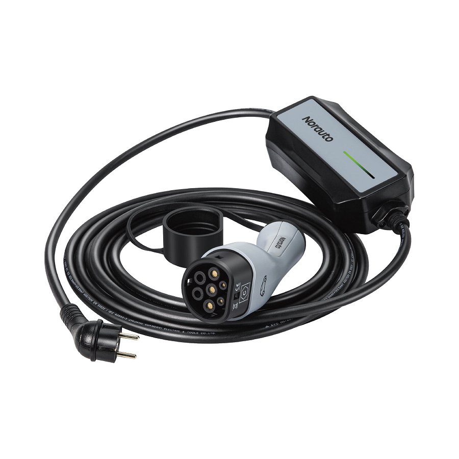 Chargeur Électrique Portable Norauto Type 2 Vers Prise Domestique - 6m - 1,84 Kw (monophasé 8a)