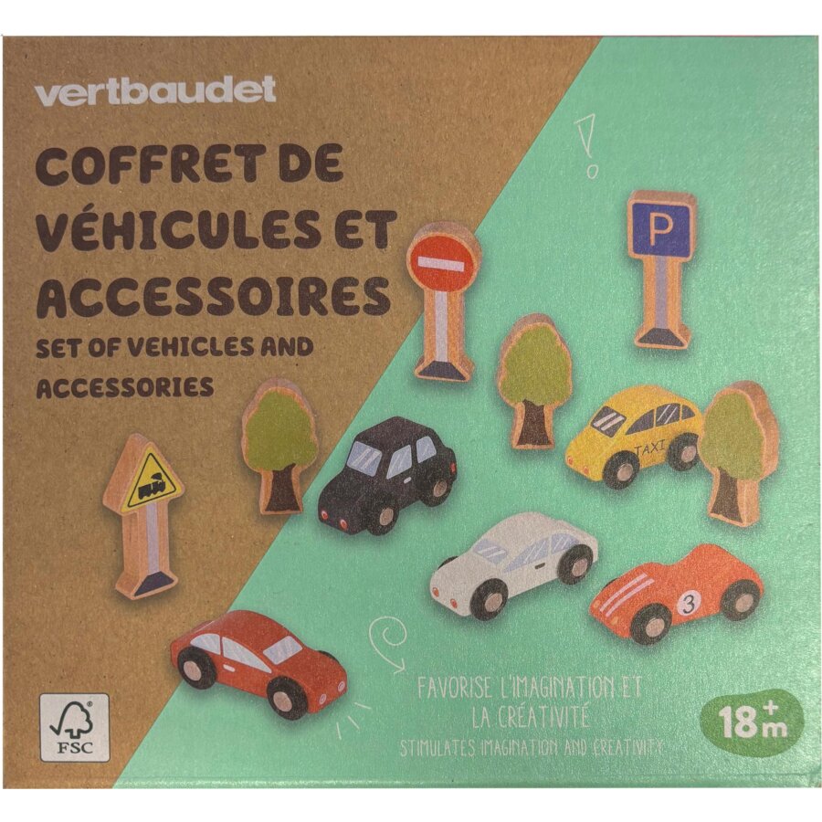Coffret Véhicules Et Accessoires En Bois Dès 18 Mois Vertbaudet