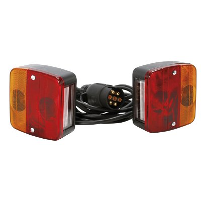 Justech Lot De 2 Feux Arrière LED Remorque 12V - Ultra Puissants Avec 18 LEDs, Câble 7,5m + Prise 7 Broches, E11 Homologué, Feu Stop/Clignotant/Immatriculation Pour Camion, Caravane, Trailer